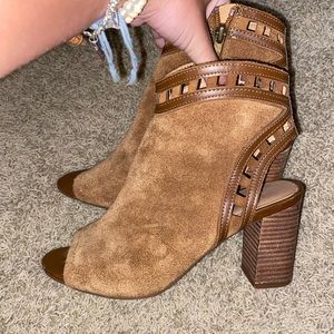 Brown suade wedges